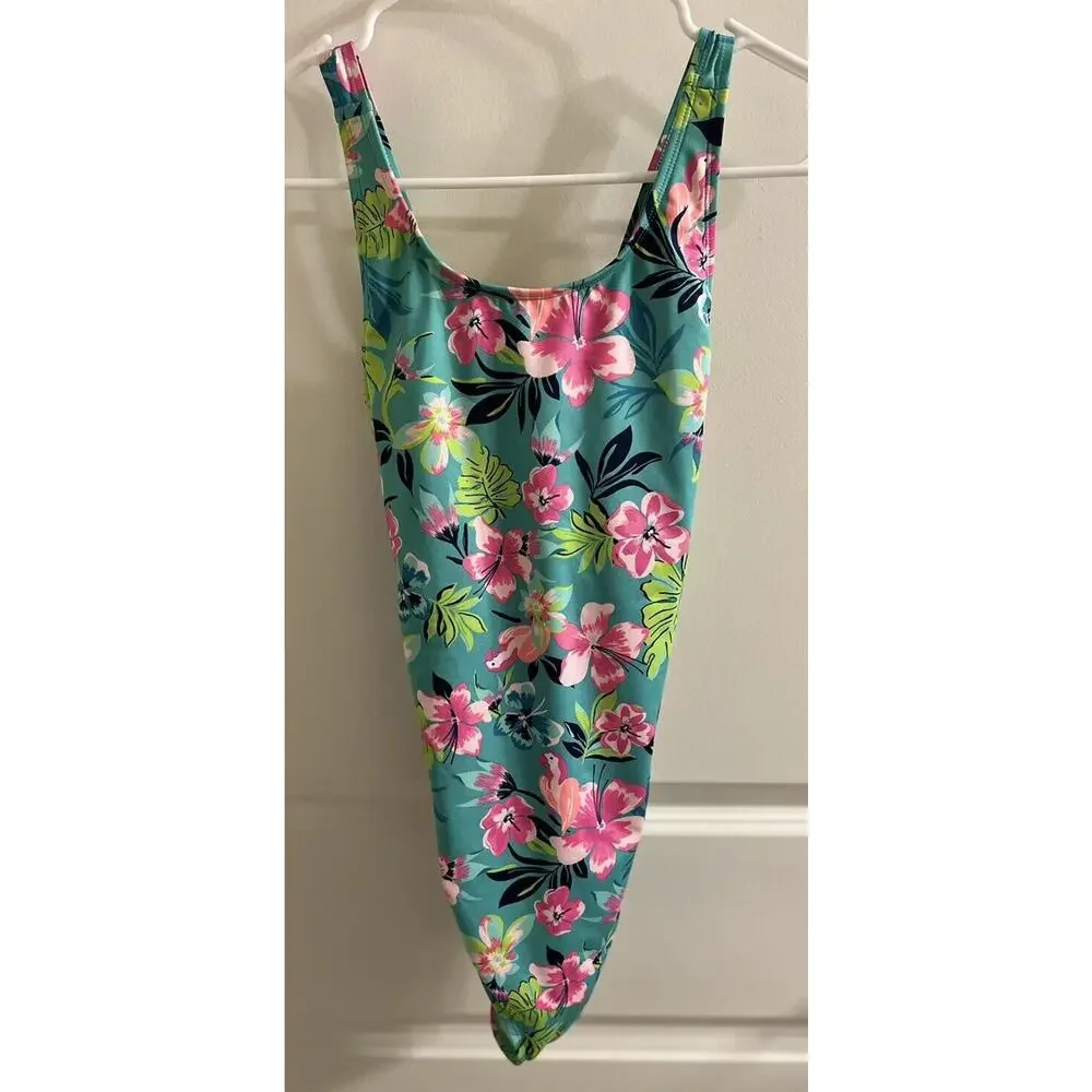 Lands’ End Bathing Suit Swimwear One Piece Swimsuit size 16 Girls‎ Floral Pink